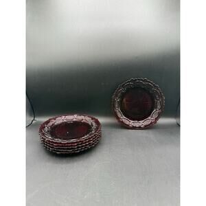 Avon Cape Cod Ruby Red Glass 7" Salad Plates-Vintage Serving-Set of 6